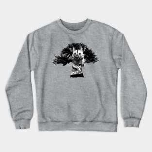 Baobab in Silhouette with Wild Dog Overlay Crewneck Sweatshirt